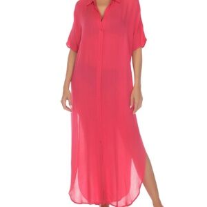 Raviya Women's Button-Down Maxi Dress Cover-up - Raspberry